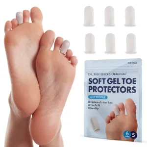 Dr. Frederick's Original Soft Gel Toe Protectors for Men & Women - 6 Pieces - Toe Caps for Foot Pain Relief - Flexible Cushions - Toe Sleeves for Ingrown Toenails, Corns, Calluses, Blisters - Small