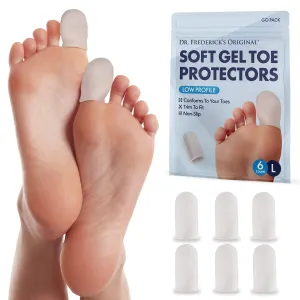 Dr. Frederick's Original Soft Gel Toe Protectors for Men & Women - 6 Pieces - Toe Caps for Foot Pain Relief - Flexible Cushions - Toe Sleeves for Ingrown Toenails, Corns, Calluses, Blisters
