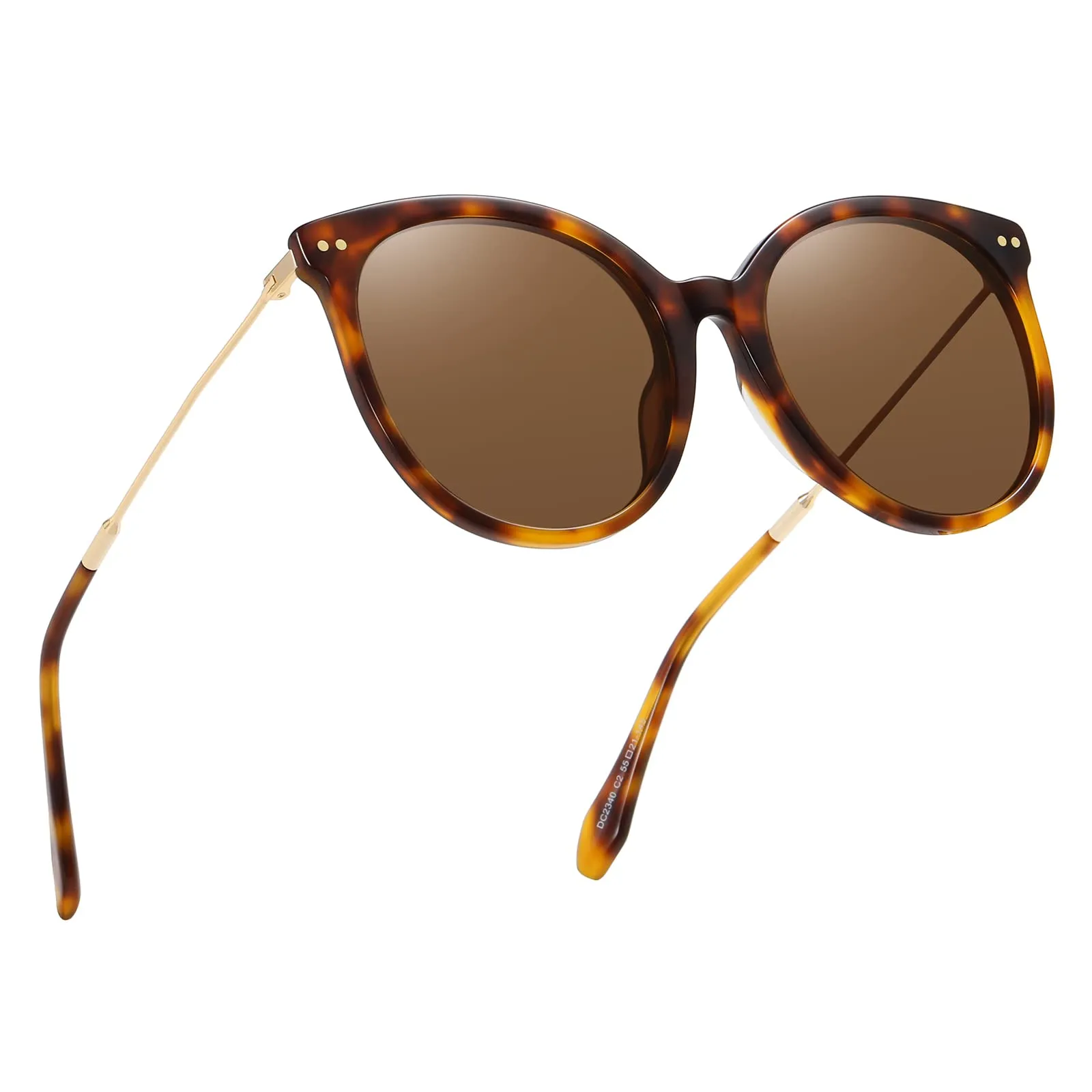 DUCO Classic Round Polarized Sunglasses Womens Vintage Acetate Shade DC2340
