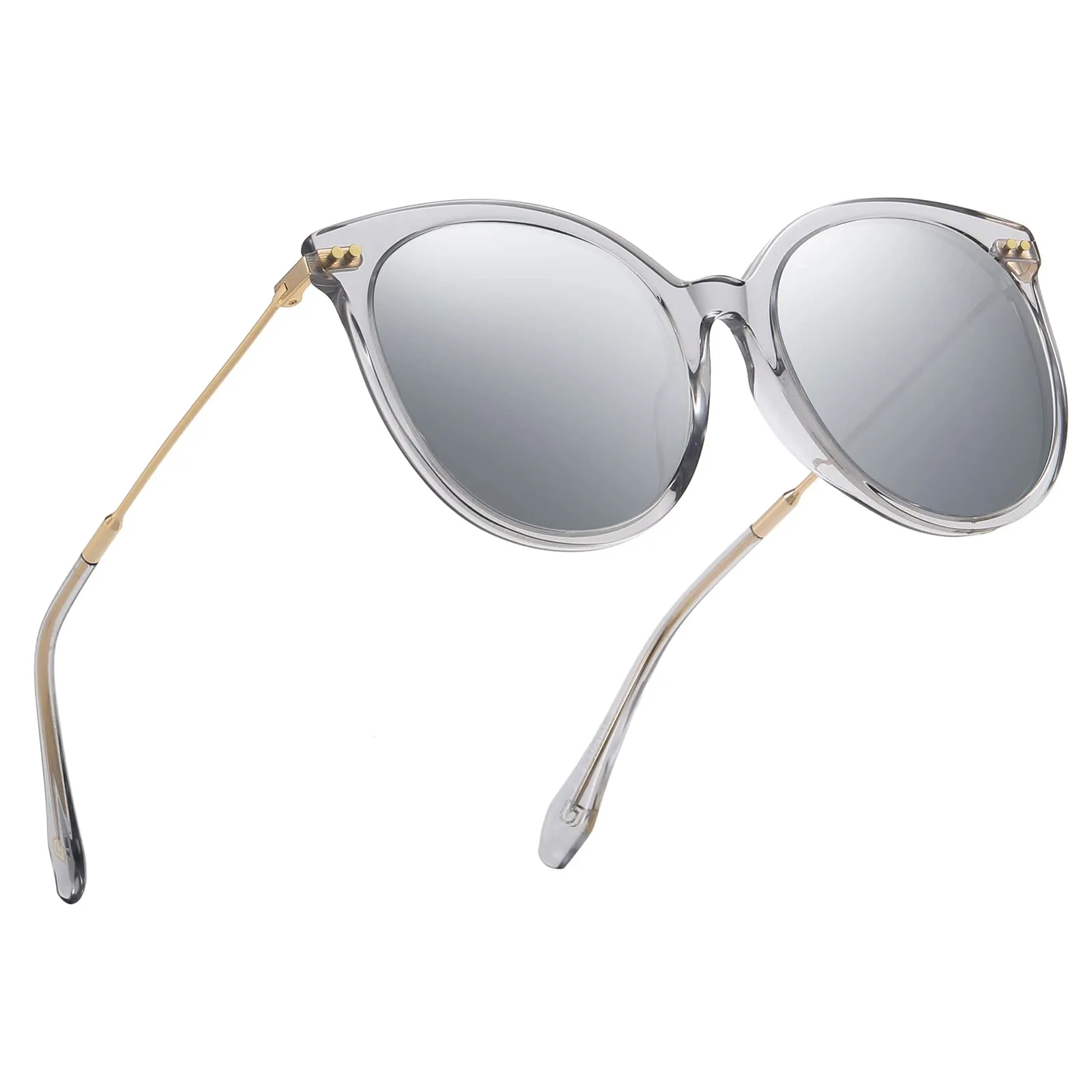 DUCO Classic Round Polarized Sunglasses Womens Vintage Acetate Shade DC2340