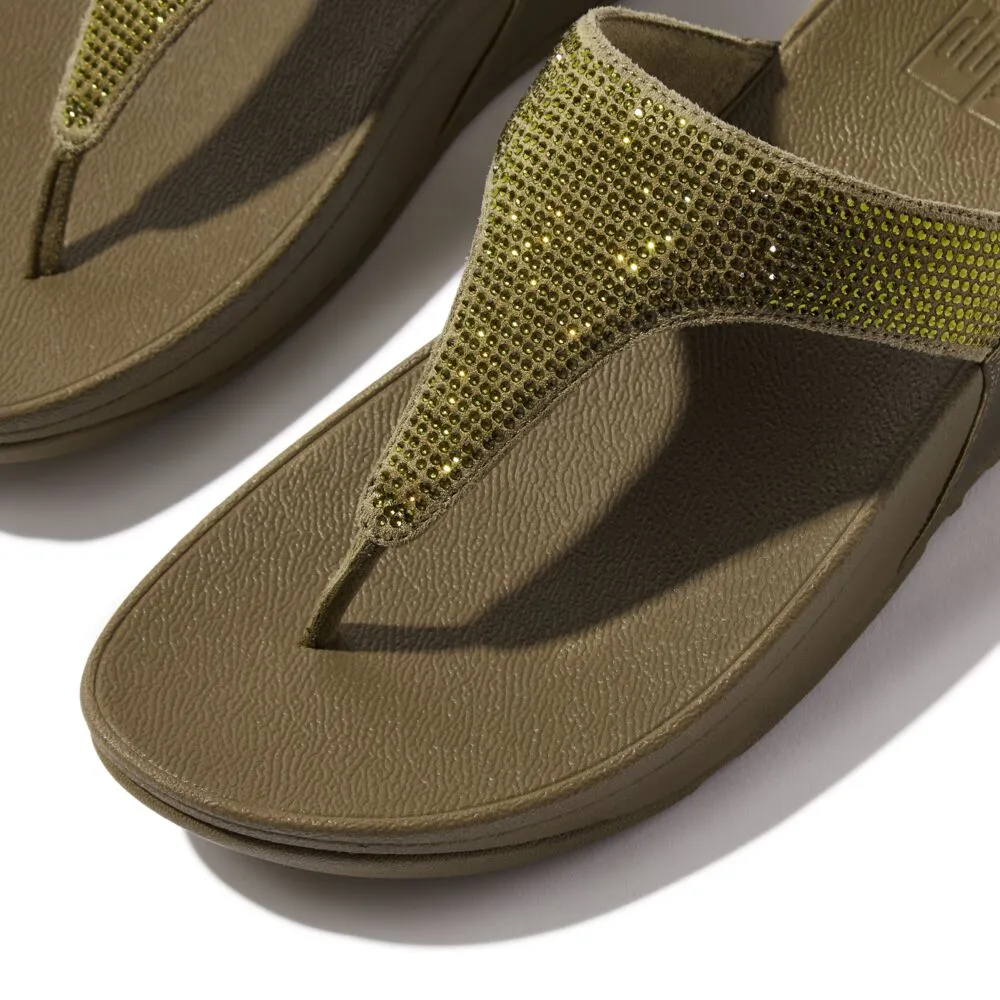 FitFlop Lulu Crystal Embellished Sandals - Metallic Camo Green