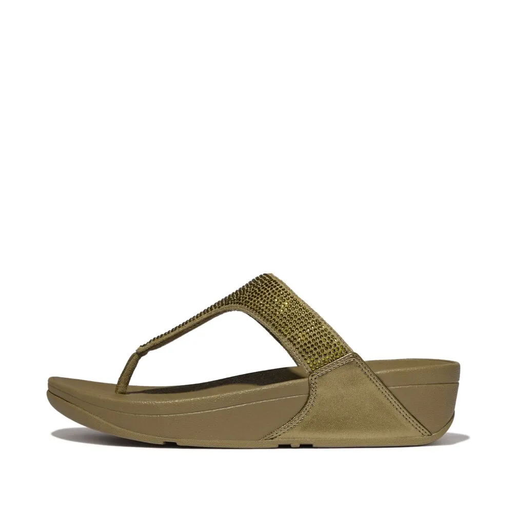 FitFlop Lulu Crystal Embellished Sandals - Metallic Camo Green