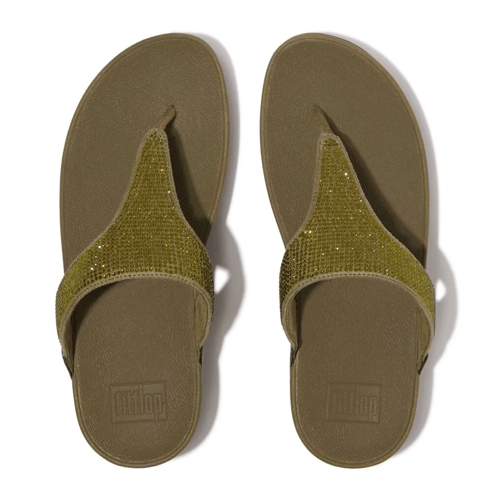 FitFlop Lulu Crystal Embellished Sandals - Metallic Camo Green