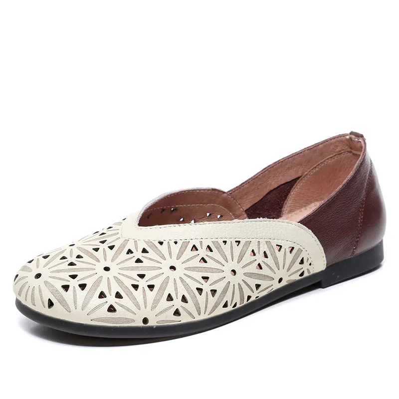 Hollow Handmade Women Retro Flat Shoes
