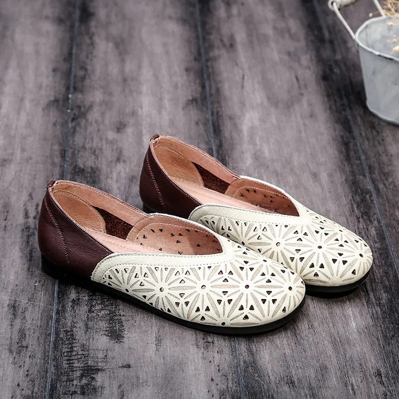 Hollow Handmade Women Retro Flat Shoes