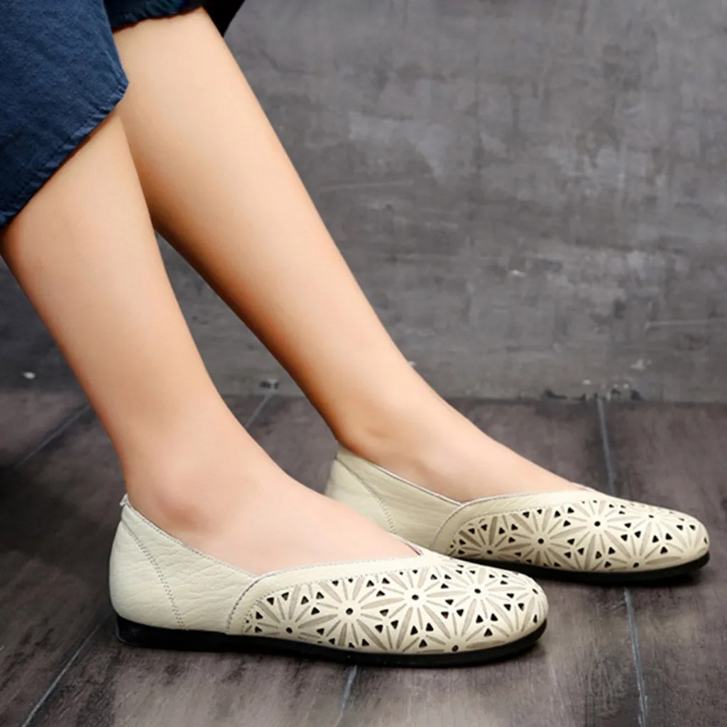 Hollow Handmade Women Retro Flat Shoes