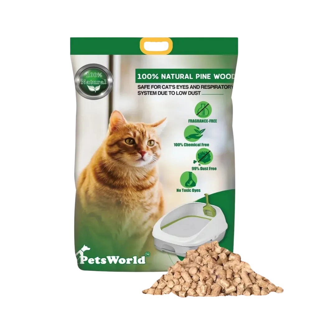PetsWorld Natural Pine Cat Litter: Non-clumping, low dust, odor control, suitable for sifting boxes