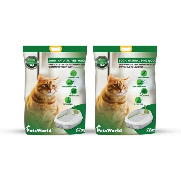 PetsWorld Natural Pine Cat Litter: Non-clumping, low dust, odor control, suitable for sifting boxes